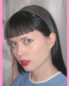 Black Head Band with white polka dots 