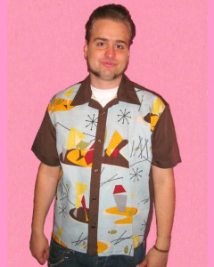 Retro Cocktail Shirt, Brown\Blue