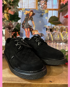 Quilted Crepe Creepers, Black Suede