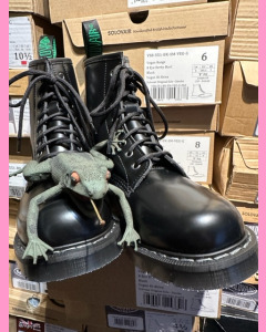 Black Vegan Solovair 8 Eye Derby Boot