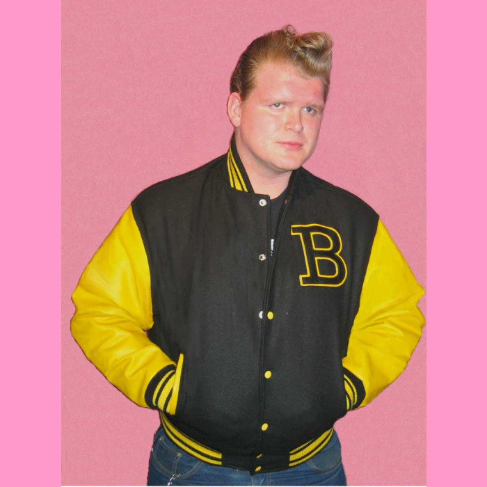 Black and best sale yellow baseball jacket