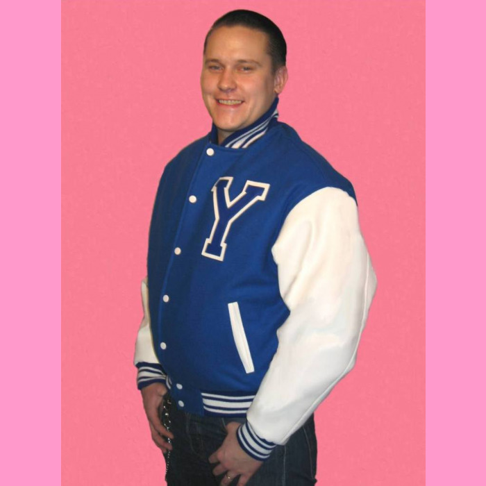 Baseball Jacket Blue White PVC sleeves Garageland