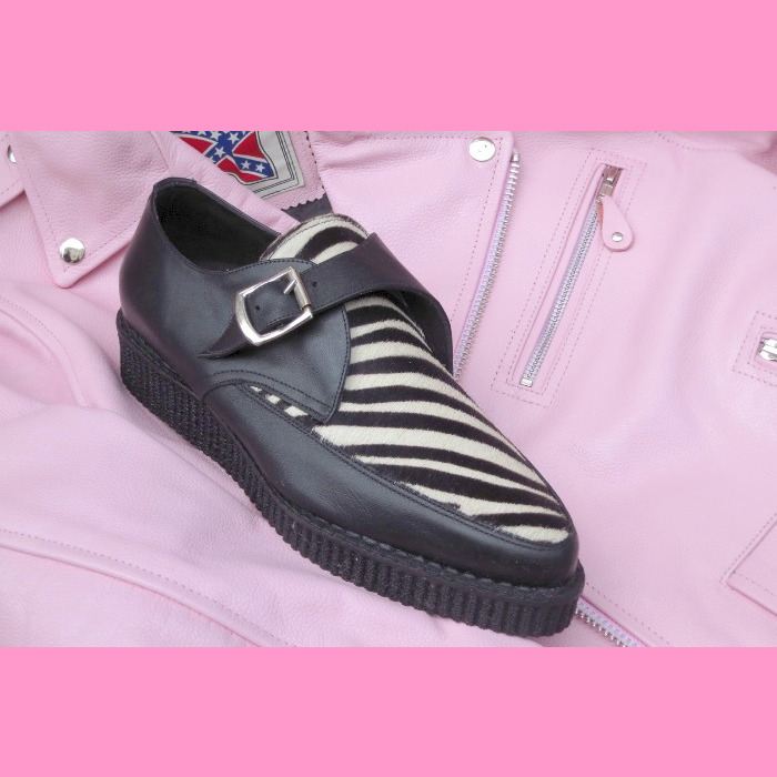 Creepers, Black Leather/Zebra Garageland