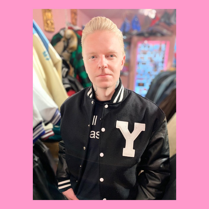 black baseball jacket leather sleeves