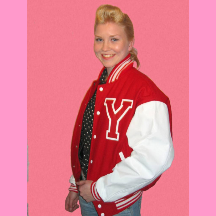 Baseball Jacket Red White PVC sleeves Garageland