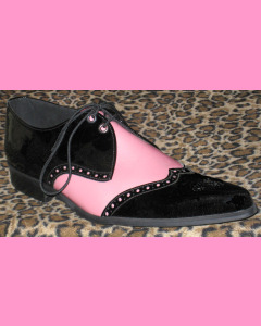 Black and Pink Patent Leather Brogue Winkle-Pickers