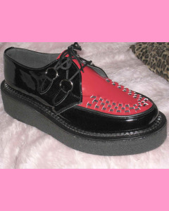 Black and red patent leather Crepe Sole Brothel Creeper