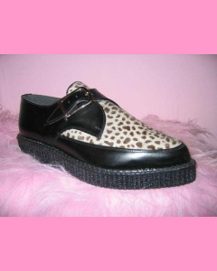 Black leather and leopard Pointed Creepers