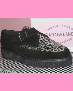 Black suede and leopard pointed creepers