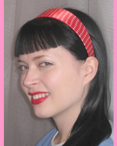 Red Head band with white polka dots 