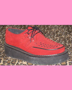 Red Suede Crepe Sole Brothel Creeper
