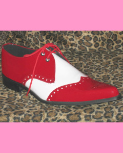 Red and White Patent Leather Brogue Winkle-Pickers