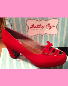 Bettie Page Red Suede Letty Shoes