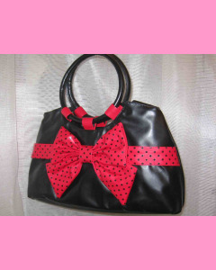 Black Bow Bag with red bow