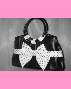 Black Polka Dot Bag with white bow