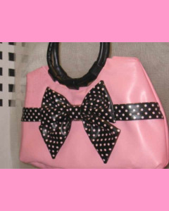 Pink Polka Dot Bag with black bow