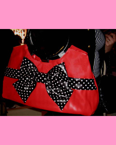 Red Polka Dot Bag with black bow