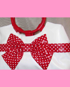 White Polka Dot Bag with red bow