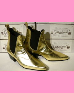 Golden leather Chelsea Boots with Cuban heel