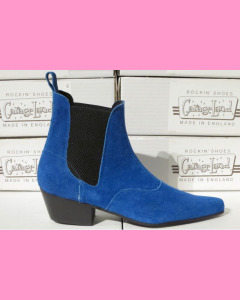 Electric blue Chelsea boots with Cuban heel
