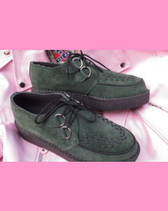 Green Suede Round Toe D-Ring Creepers