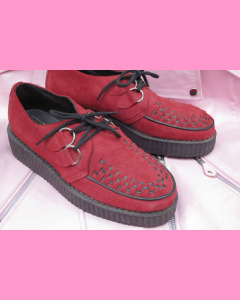 Red suede D-Ring Creepers