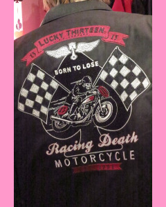 Racing Death embroidery on the back