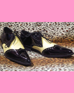 Black and yellow patent leather Brogue Winkle-Pickers