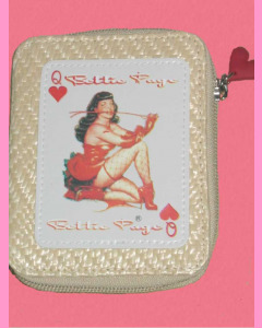 Bettie Page Hearts Straw Wallet