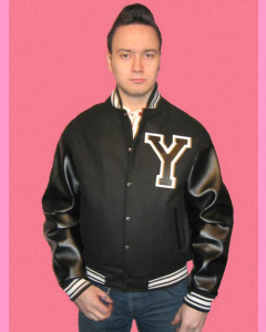 Black Baseball Jacket with black PVC sleeves