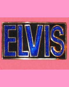 Black Elvis Letters buckle with blue glitter