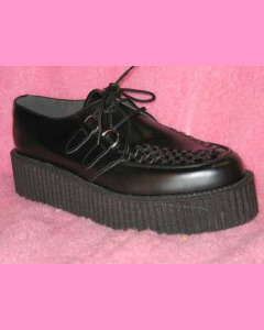 Black Leather D-Ring High Sole Stomppers