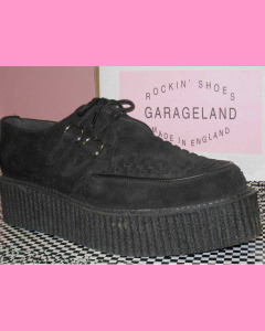 Black Suede D-Ring High Sole Stomppers 