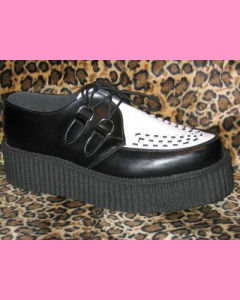 Black and White Leather D-Ring High Sole Stomppers