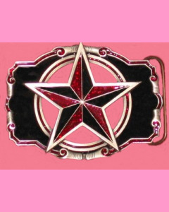 Black and silver glitter red Nautical Star Buckle