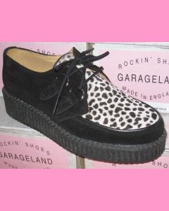 Black suede and leopard Round Toe Creepers