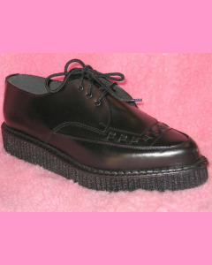 Black leather pointed creepers with laces