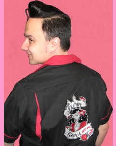 Black and Red Bunny Ranch Bowling Shirt