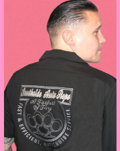 Large Southside Auto Repo embroidery on the back