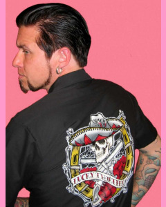 Lucky 13 Dead Guns Work Shirt.  Large print on the