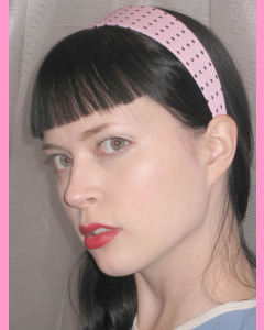 Pink Head Band with black polka dots 