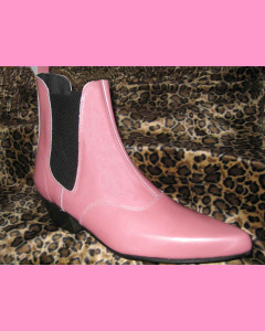Pink Patent Leather Chelsea Boots