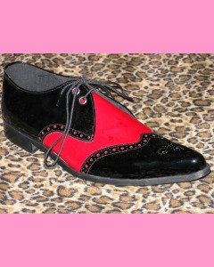 Red and Black Patent Leather Brogue Winkle-Pickers