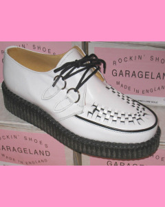 White Leather Round Toe D-Ring Creepers