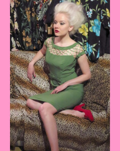 Green Bettie Page Alika Pencil Dress