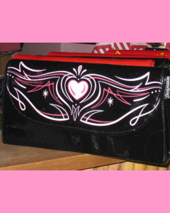 Striped Heart Clutch Purse