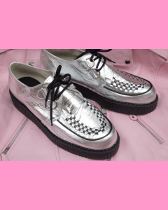 Silver leather Round Toe D-Ring Creepers