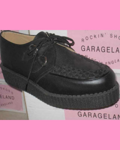 Black leather Round Toe D-Ring Creepers
