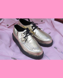 Golden leather Round Toe D-Ring Creepers