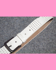 White Dickies Yorktown Leather Belt